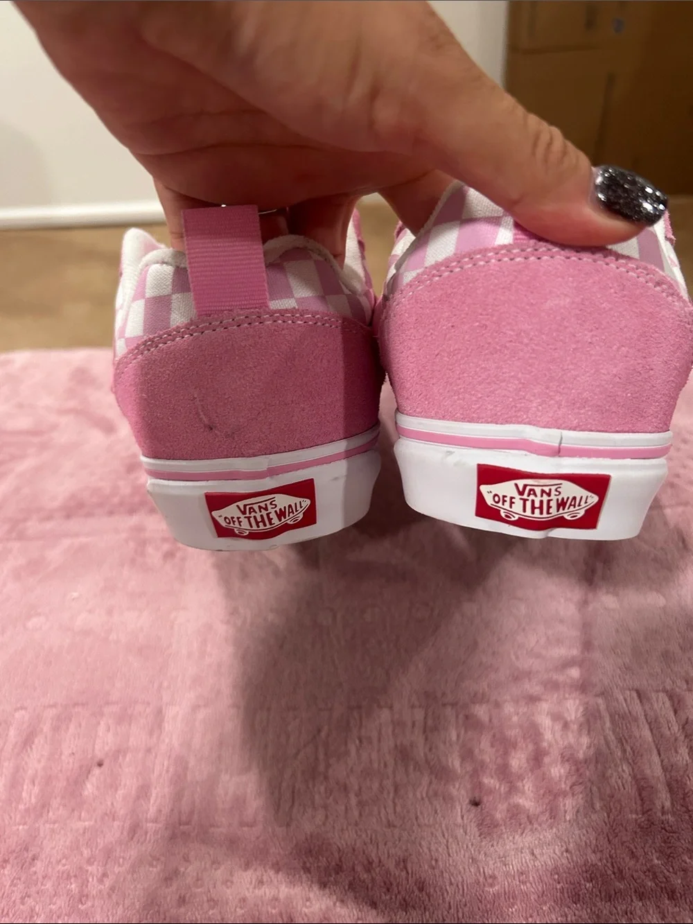 Vans Kids Pink & White Checkerboard High-Top Sneakers